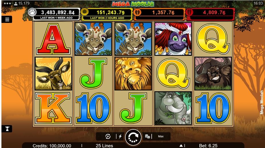 Mega Moolah slot reels